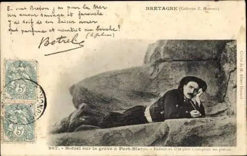 CPA Bretagne, Botrel sur la greve a Port-Blanc