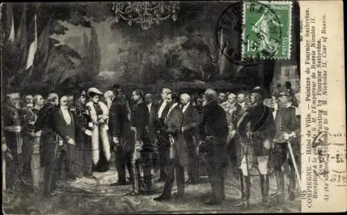 Künstler Ak Empfang von Zar Nikolaus II. im Rathaus von Compiègne