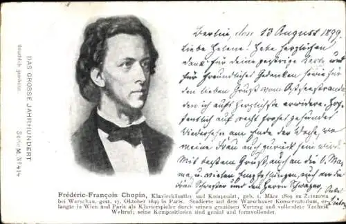 Ak Komponist Frédéric Chopin, Porträt