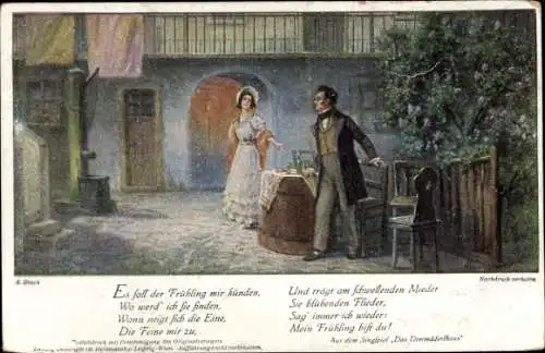 Künstler Ak A. Broch, Es soll der Frühling mir künden, Das Dreimäderlhaus