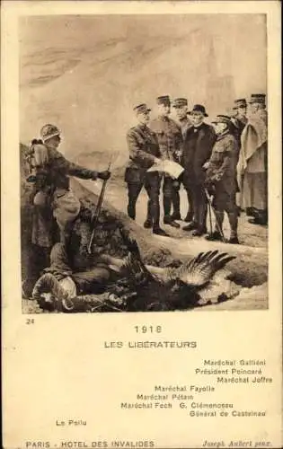 Ak Les Liberateurs, Maréchal Gallióni, Président Poincaré, Maréchal Joffre