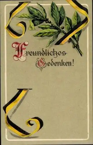 Ak Freundliches Gedenken, Lorbeerzweig