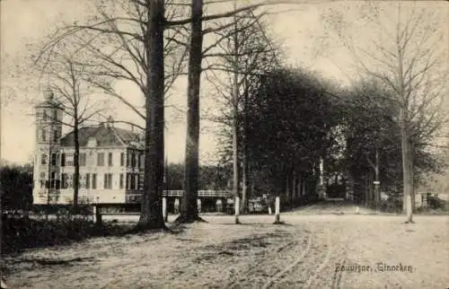 Ak Ginneken Breda Nordbrabant Niederlande, Bäume, ein großes Haus, ein kleiner Weg, ein Zaun u...