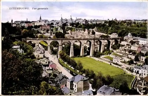 Ak Luxemburg Luxembourg, Landschaft von  Brücke, Stadtansicht, Postkartenmotiv