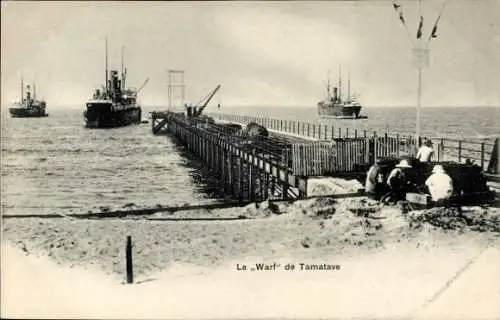 Ak Toamasina Tamatave Madagaskar, Schiffe, Pier, Meer, Holzstege, Hafen