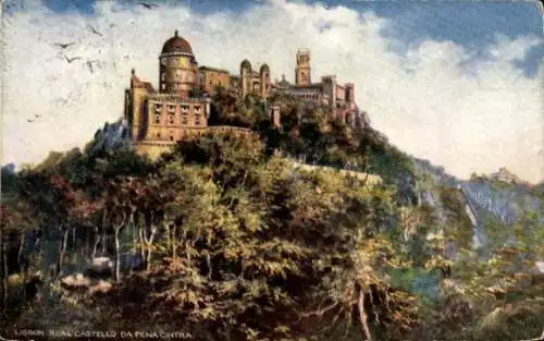 Ak Sintra Cintra Portugal, Real Castelo da Pena, malerische Burg, schöne Natur, historische Ar...