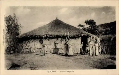 Ak Djibouti Dschibuti, Toucoule abyssine, Bild einer traditionellen Behausung, Cliché Brouillet