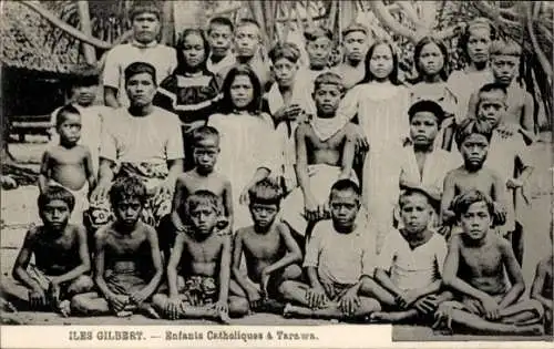 Ak Iles Gilbert Gilbertinseln Kiribati, Enfants Catholiques à Tarawa