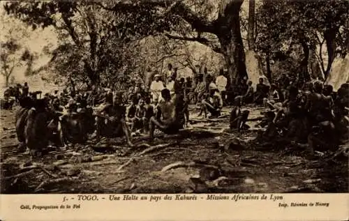 Ak Togo Westafrika, Eine Gruppe von Menschen unter Bäumen, afrikanische Missionen, Kaburis