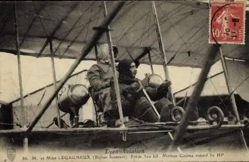 Ak Lyon Aviation, Herr und Frau Legagneux, Sommer-Doppeldecker