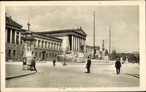 Ak Wien 1 Innere Stadt, Reichsratsgebäude, Menschen auf der Straße, historische Architektur