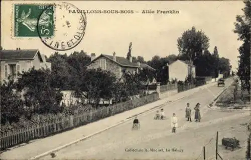 Ak Les Pavillons sous Bois Seine-Saint-Denis, Allee Franklin, Kinder auf Straße