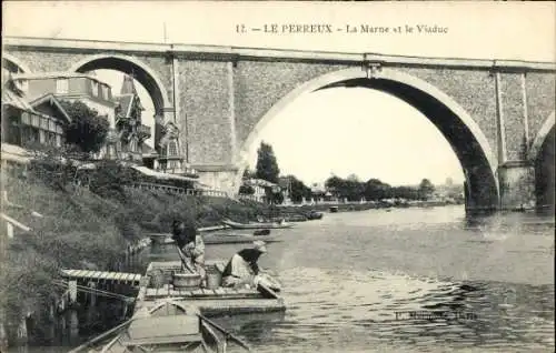 Ak Le Perreux Val de Marne, La Marne et le Viaduc