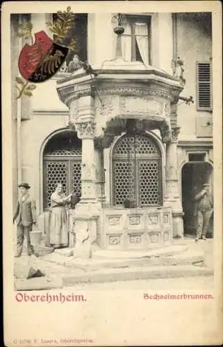 Ak Obernai Oberehnheim Elsass Bas Rhin, Sechseimerbrunnen, Wappen