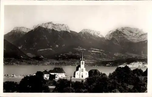Ak Annecy Haute Savoie, Kirche und See