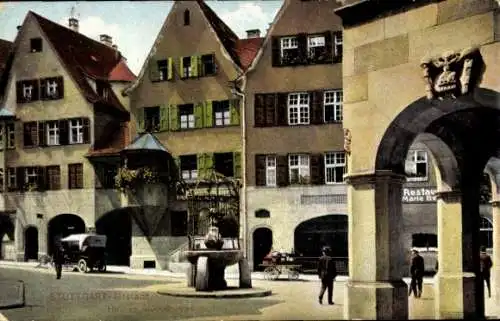 Ak Stuttgart, Altstadt, Hans im Glück Brunnen