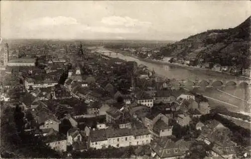 Ak Heidelberg am Neckar, Luftaufnahme von  Neckar, Häuser, Brücken