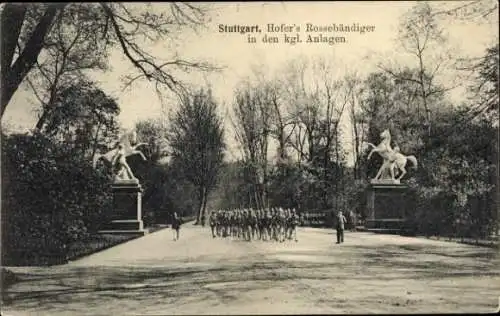 Ak Stuttgart in Württemberg, Hofer's-Rossebändiger, Königliche Anlagen