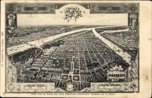 Ak Mannheim in Baden, Luftaufnahme von  Stadtbild, C. Grote,  