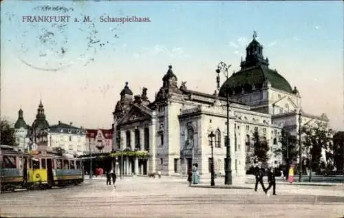 Ak Frankfurt am Main, Schauspielhaus, Gebäude, Straßenbahn, Stadtansicht,  