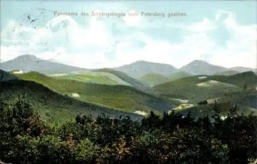 Ak Königswinter am Rhein, Panorama des Siebengebirges vom Petersberg aus