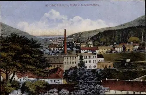 Ak Neustadt in Sachsen, Ansicht von  Blick auf Wolfsburg, Industriegebäude, Landschaft