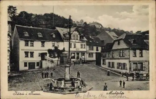 Ak Idstein im Taunus Hessen, Partie am Marktplatz, Brunnen