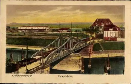 Ak Uerdingen Krefeld am Niederrhein, Hafenbrücke