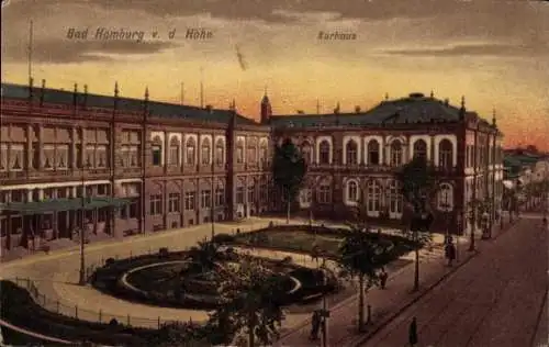 Ak Bad Homburg vor der Höhe Hessen, Kurhaus, Gebäude, Gartenanlage, Abendstimmung