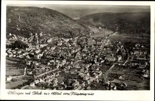 Ak Ettlingen in Baden, Luftaufnahme von  Blick ins Albtal,  