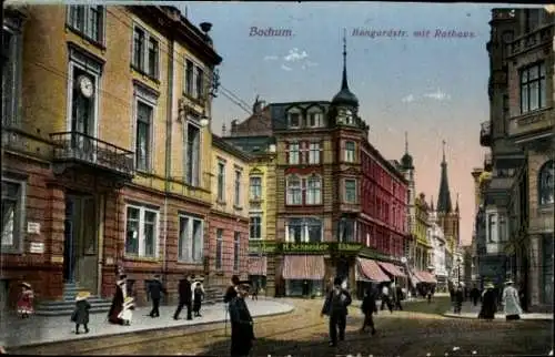 Ak Bochum im Ruhrgebiet, Bongardstraße mit Rathaus, Handlung H. Schneider