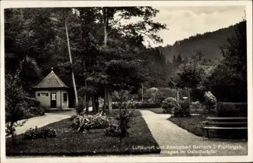 Ak Bad Berneck im Fichtelgebirge Bayern, Luftkurort, Kneippbad, Gartenlandschaft, Pavillon