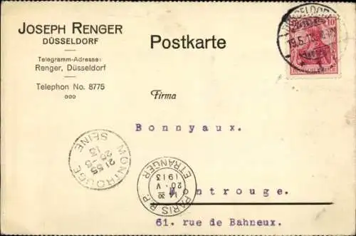 Ak Düsseldorf am Rhein, Werbung, Joseph Renger