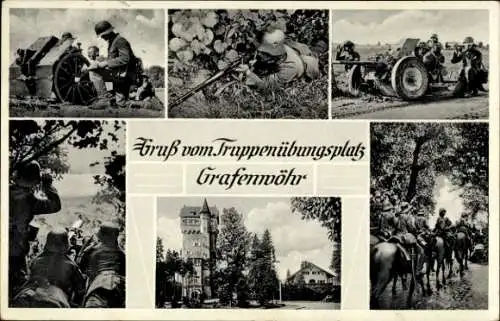Ak Grafenwöhr in der Oberpfalz Bayern, Militärische Szenen, Soldaten, Geschütze,  Ansichten