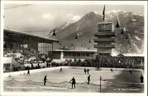 Ak Garmisch Partenkirchen in Oberbayern, Olympia Kunsteis Stadion, Eishockey
