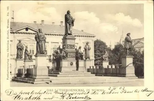 Ak Worms am Rhein, Das Lutherdenkmal