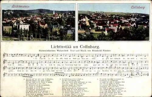 Lied Ak Lichtenstein Callnberg Sachsen, Panorama, Lied Lichtnstää un Collnbarg, Reinhold Fischer
