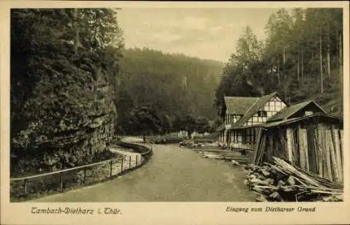 Ak Tambach Dietharz in Thüringen, Eingang zum Dietharzer Grund