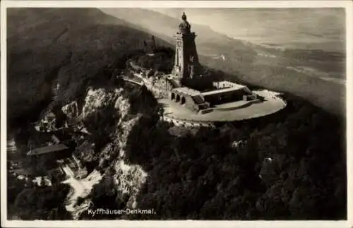 Ak Steinthaleben Kyffhäuserland in Thüringen, Kyffhäuser, Kaiser Wilhelm Denkmal, Fliegeraufnahme