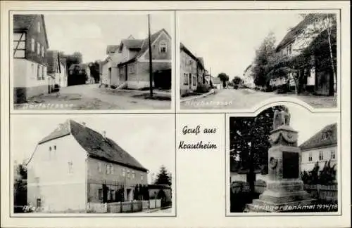 Ak Krautheim Weimarer Land, Kirchstraße, Dorfstraße, Pfarre, Kriegerdenkmal