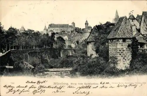 Ak Nürnberg, Burg vom Spittlerthor