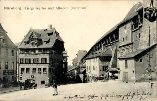 Ak Nürnberg in Mittelfranken, Tiergärtnertor und Albrecht Dürerhaus