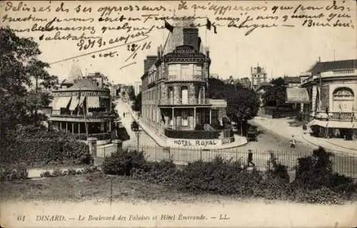 Ak Dinard Ille et Vilaine, Boulevard des Falaises, Hôtel Émeraude, Hôtel Royal,  Architektur