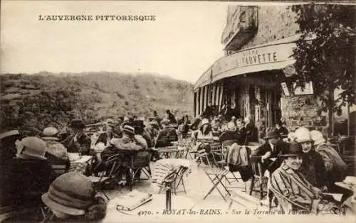 Ak Royat les Bains Auvergne, Terrasse des Restaurants Fauvette