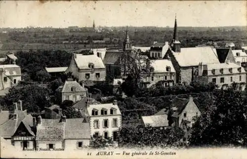 Ak Auray Morbihan, Aussicht von St-Goustan,  Architektur, grüne Umgebung