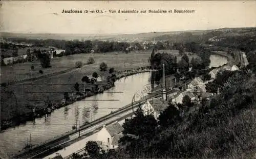 Ak Bouafle Yvelines Frankreich, Panoramablick auf Bonnières und Bonnecourt, Flusslandschaft, länd