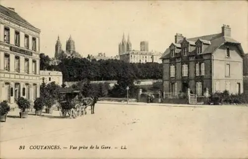 Ak Coutances Manche, Stadtansicht, Bahnhof,  Gebäude