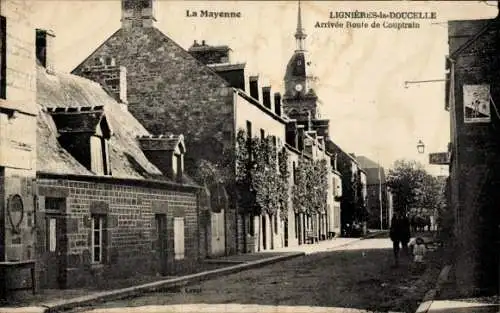 Ak Lignieres-la-Doucelle Mayenne, Arrivee Route de Couptrain