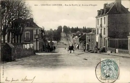 Ak Château Gontier sur Mayenne, Rue de Rezilly, Avenue d'Angers