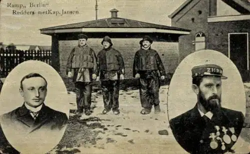 Ak Schipbreuk Berlin, Kapitein Jansen van de Reddingsboot, Van Duyn, K. Ree, J. B. Schoonbeek